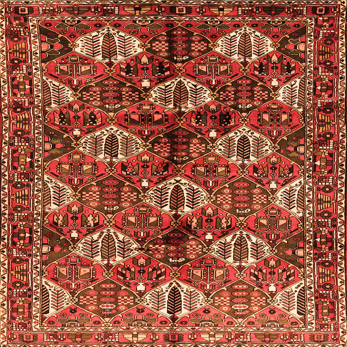 Round Machine Washable Persian Orange Traditional Area Rugs, wshtr249org