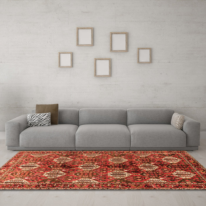 Machine Washable Persian Orange Traditional Area Rugs in a Living Room, wshtr249org