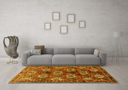Machine Washable Persian Yellow Traditional Rug in a Living Room, wshtr249yw