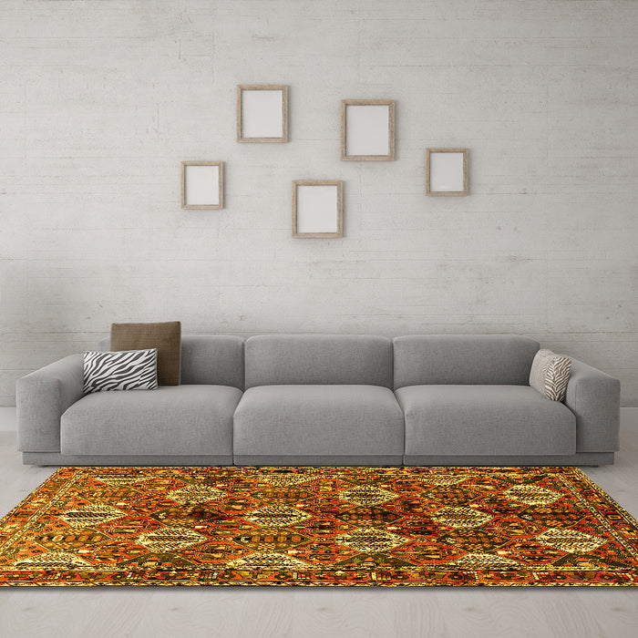 Machine Washable Persian Yellow Traditional Rug in a Living Room, wshtr249yw