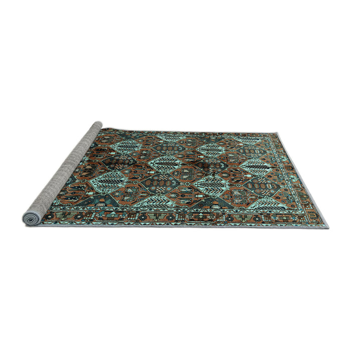 Sideview of Machine Washable Persian Light Blue Traditional Rug, wshtr249lblu