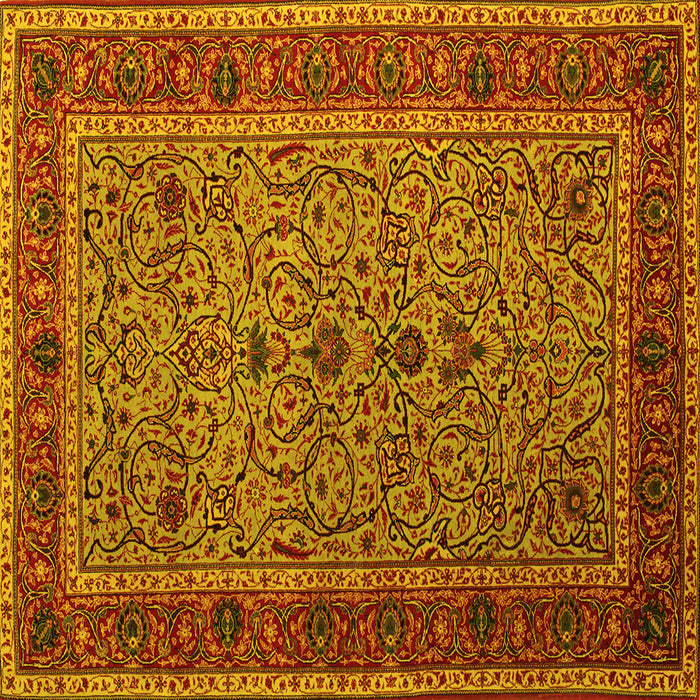 Square Machine Washable Persian Yellow Traditional Rug, wshtr24yw