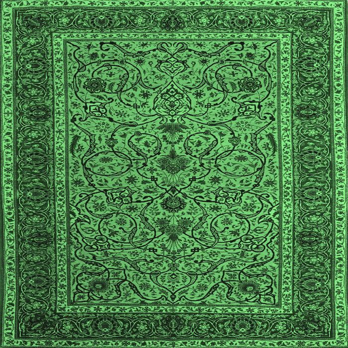 Square Machine Washable Persian Emerald Green Traditional Area Rugs, wshtr24emgrn