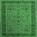 Square Machine Washable Persian Emerald Green Traditional Area Rugs, wshtr24emgrn