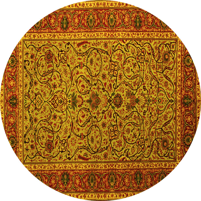 Round Persian Yellow Traditional Rug, tr24yw