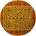 Round Persian Yellow Traditional Rug, tr24yw