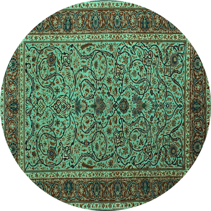 Round Persian Turquoise Traditional Rug, tr24turq
