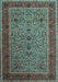 Machine Washable Persian Light Blue Traditional Rug, wshtr24lblu