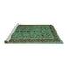 Sideview of Machine Washable Persian Turquoise Traditional Area Rugs, wshtr24turq