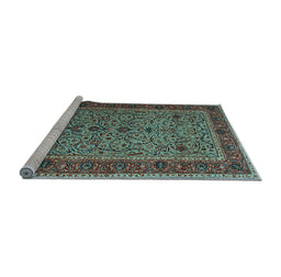 Sideview of Machine Washable Persian Light Blue Traditional Rug, wshtr24lblu