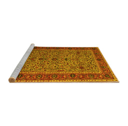Sideview of Machine Washable Persian Yellow Traditional Rug, wshtr24yw