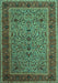 Machine Washable Persian Turquoise Traditional Area Rugs, wshtr24turq