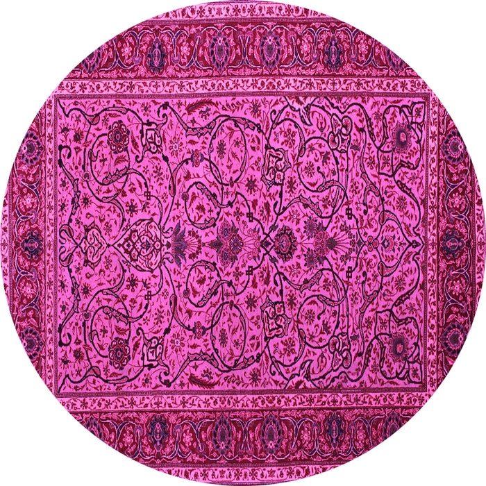 Round Machine Washable Persian Pink Traditional Rug, wshtr24pnk