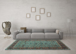 Machine Washable Persian Light Blue Traditional Rug in a Living Room, wshtr24lblu