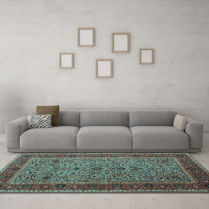 Machine Washable Persian Light Blue Traditional Rug in a Living Room, wshtr24lblu