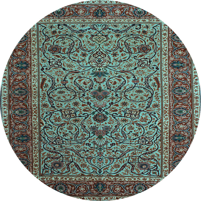 Round Machine Washable Persian Light Blue Traditional Rug, wshtr24lblu