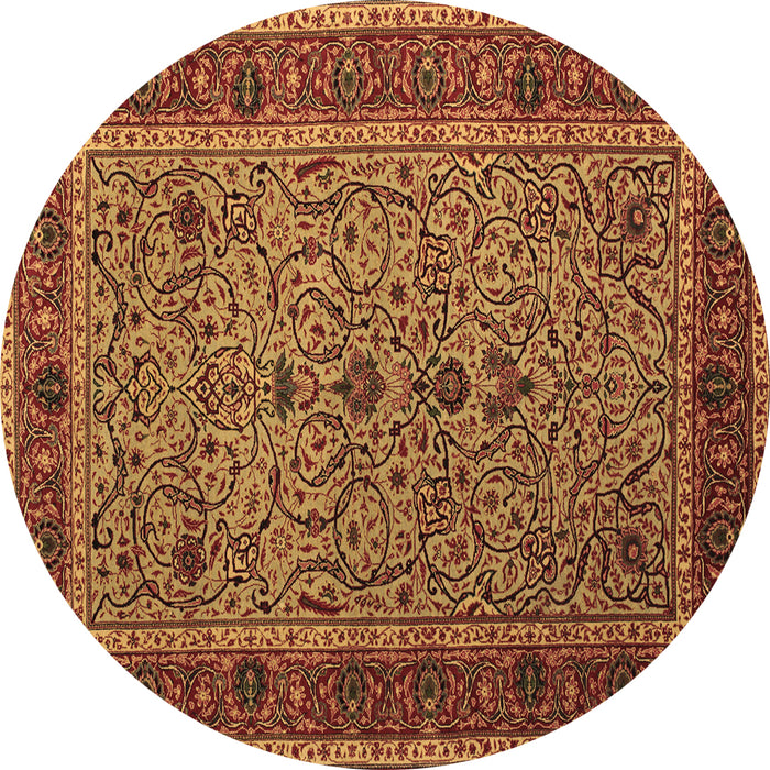 Round Machine Washable Persian Brown Traditional Rug, wshtr24brn