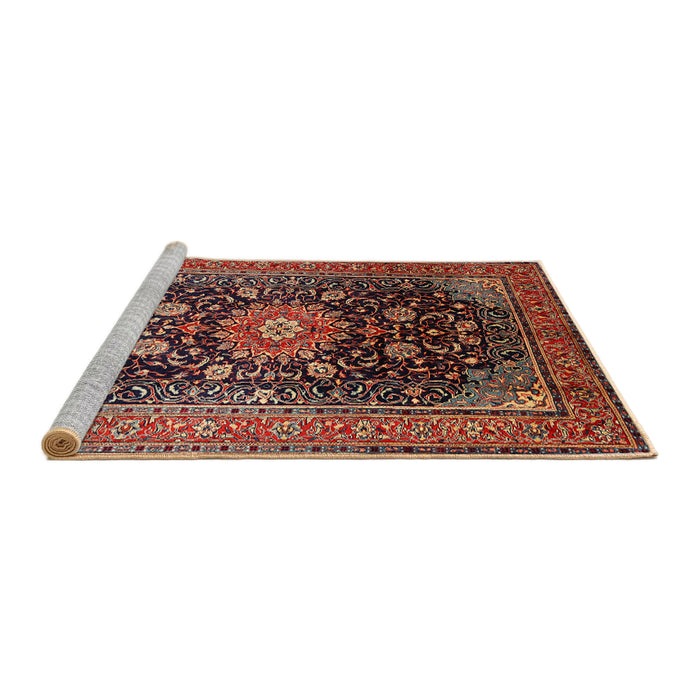 Sideview of Machine Washable Traditional Orange Brown Rug, wshtr250