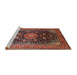 Sideview of Machine Washable Traditional Orange Brown Rug, wshtr250