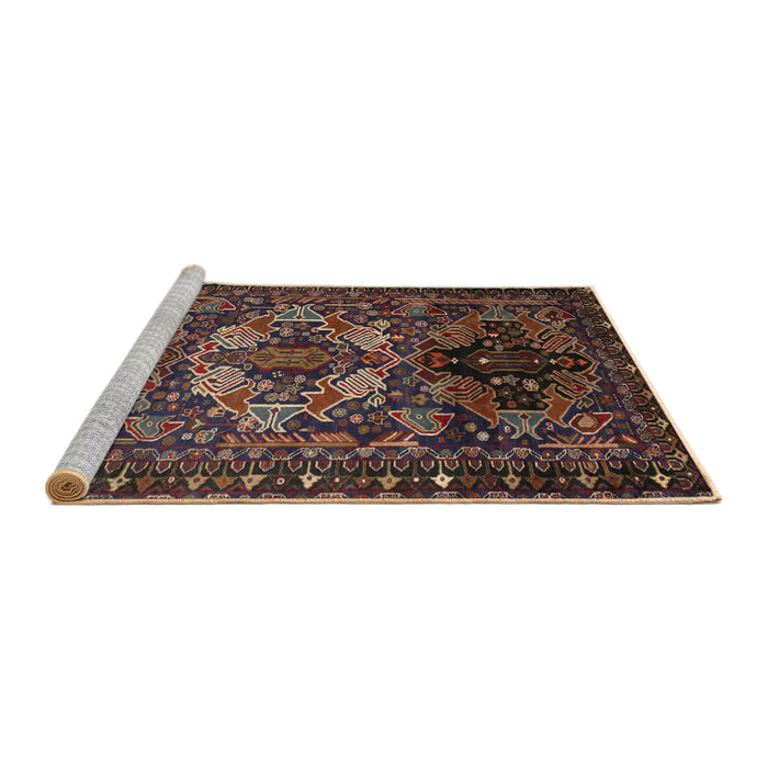 Sideview of Machine Washable Traditional Brown Rug, wshtr2500