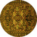 Round Machine Washable Persian Yellow Traditional Rug, wshtr2500yw