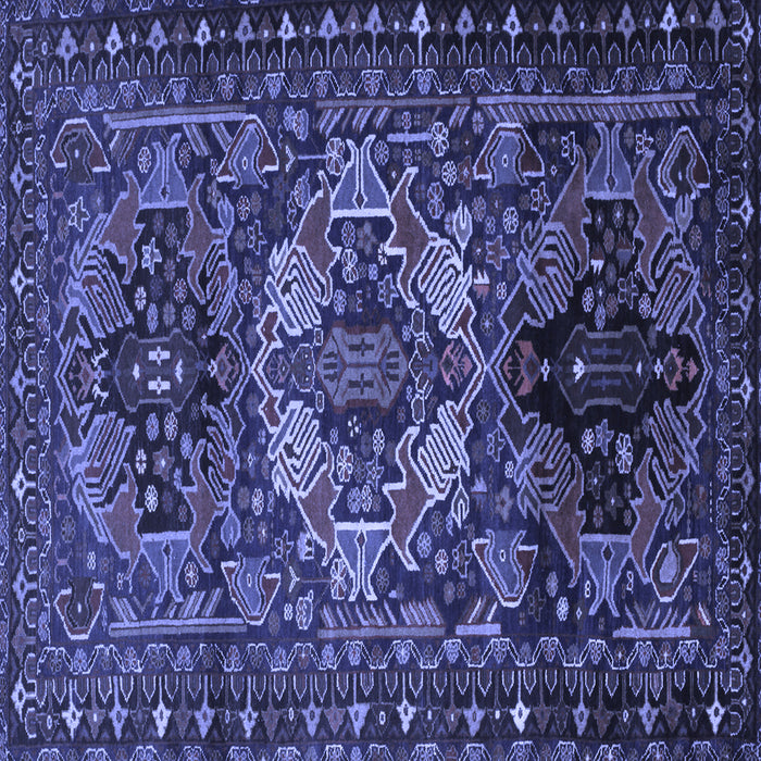 Square Machine Washable Persian Blue Traditional Rug, wshtr2500blu