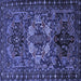 Square Machine Washable Persian Blue Traditional Rug, wshtr2500blu