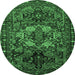 Round Persian Emerald Green Traditional Rug, tr2500emgrn