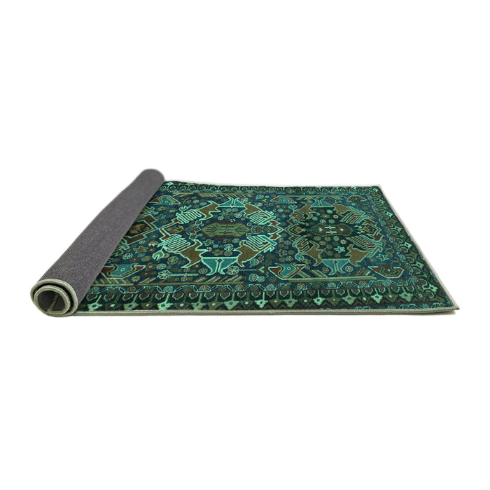 Sideview of Persian Turquoise Traditional Rug, tr2500turq