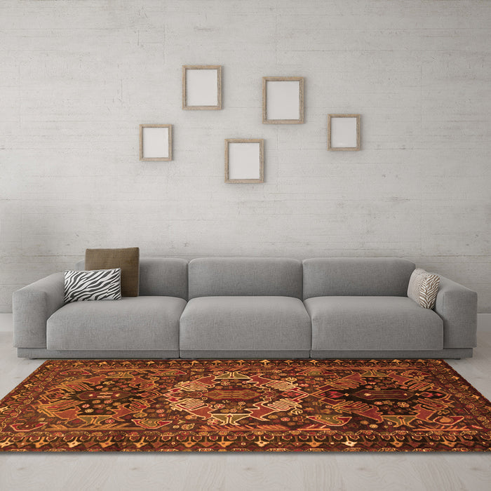 Machine Washable Persian Orange Traditional Area Rugs in a Living Room, wshtr2500org