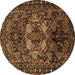 Round Machine Washable Persian Brown Traditional Rug, wshtr2500brn