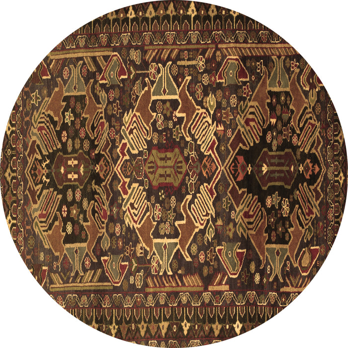 Round Persian Brown Traditional Rug, tr2500brn