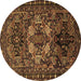 Round Persian Brown Traditional Rug, tr2500brn