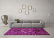 Machine Washable Persian Pink Traditional Rug in a Living Room, wshtr2500pnk