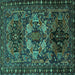 Square Machine Washable Persian Turquoise Traditional Area Rugs, wshtr2500turq