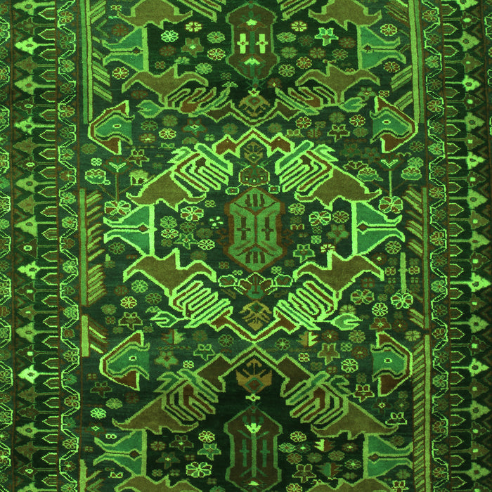 Serging Thickness of Machine Washable Persian Green Traditional Area Rugs, wshtr2500grn
