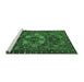 Sideview of Machine Washable Persian Emerald Green Traditional Area Rugs, wshtr2500emgrn