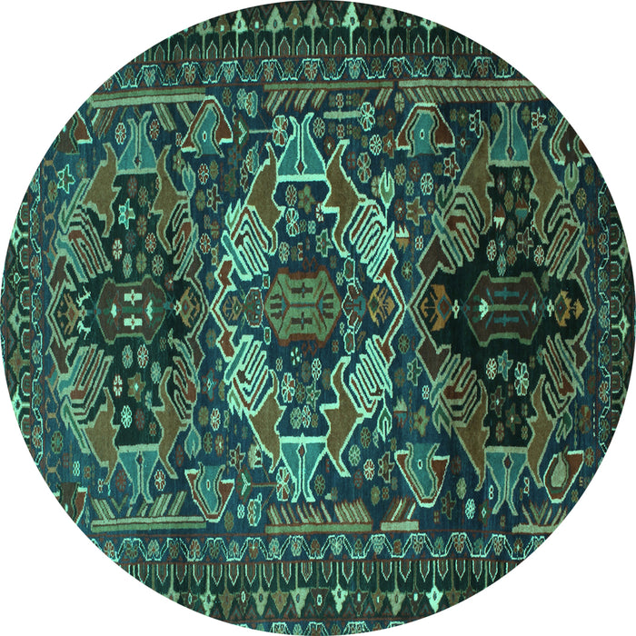 Round Persian Turquoise Traditional Rug, tr2500turq