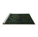 Sideview of Machine Washable Persian Turquoise Traditional Area Rugs, wshtr2501turq