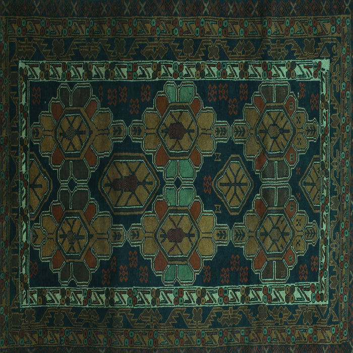 Square Machine Washable Persian Turquoise Traditional Area Rugs, wshtr2501turq