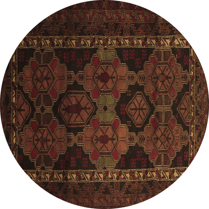 Round Persian Brown Traditional Rug, tr2501brn