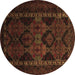 Round Persian Brown Traditional Rug, tr2501brn