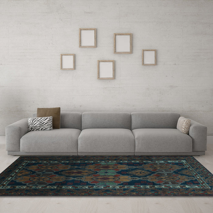Machine Washable Persian Light Blue Traditional Rug in a Living Room, wshtr2501lblu