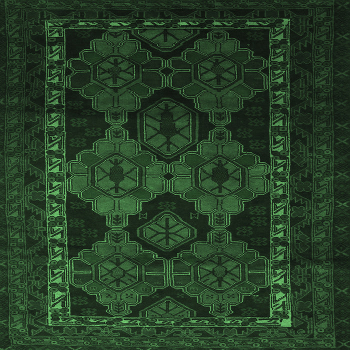 Square Machine Washable Persian Emerald Green Traditional Area Rugs, wshtr2501emgrn