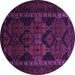 Round Machine Washable Persian Purple Traditional Area Rugs, wshtr2501pur