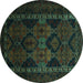 Round Machine Washable Persian Turquoise Traditional Area Rugs, wshtr2501turq