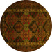 Round Persian Yellow Traditional Rug, tr2501yw