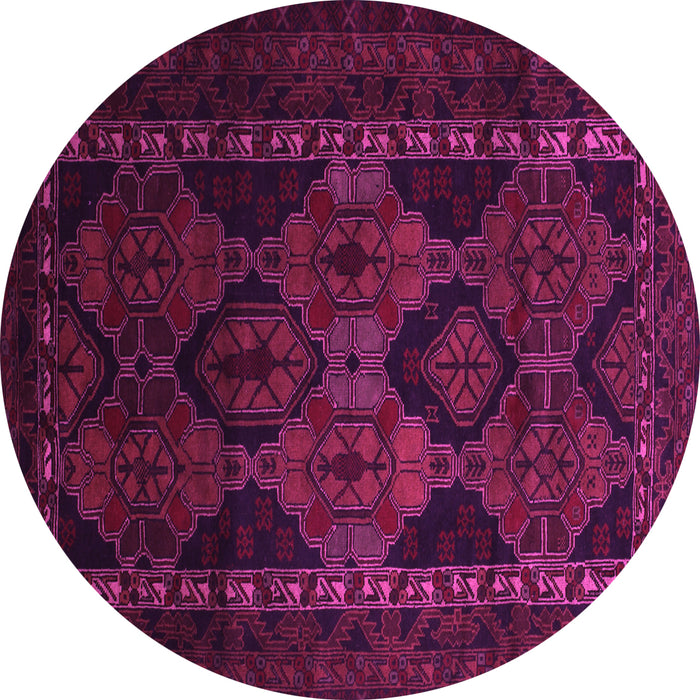 Round Machine Washable Persian Pink Traditional Rug, wshtr2501pnk