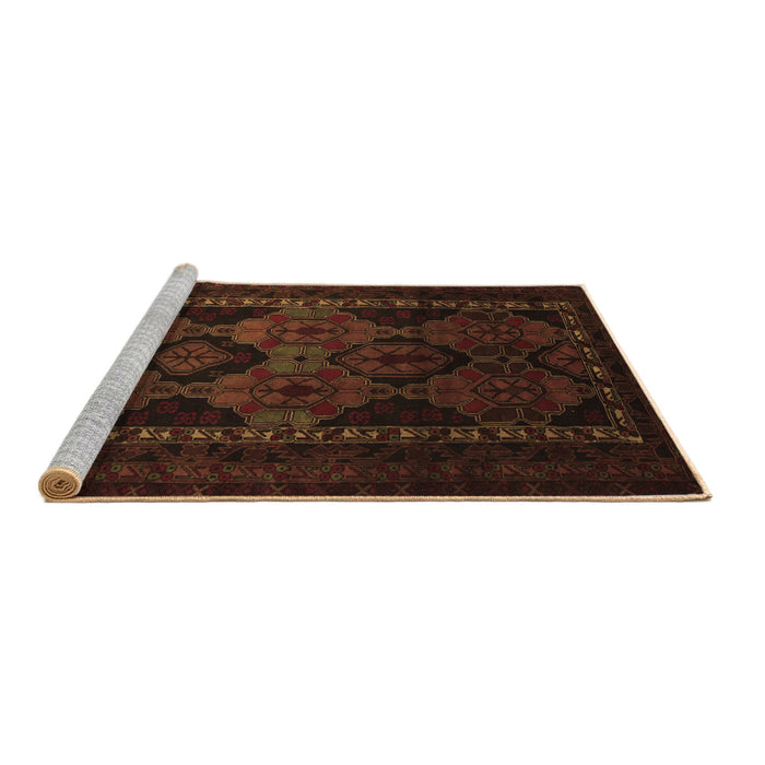 Sideview of Machine Washable Persian Brown Traditional Rug, wshtr2501brn