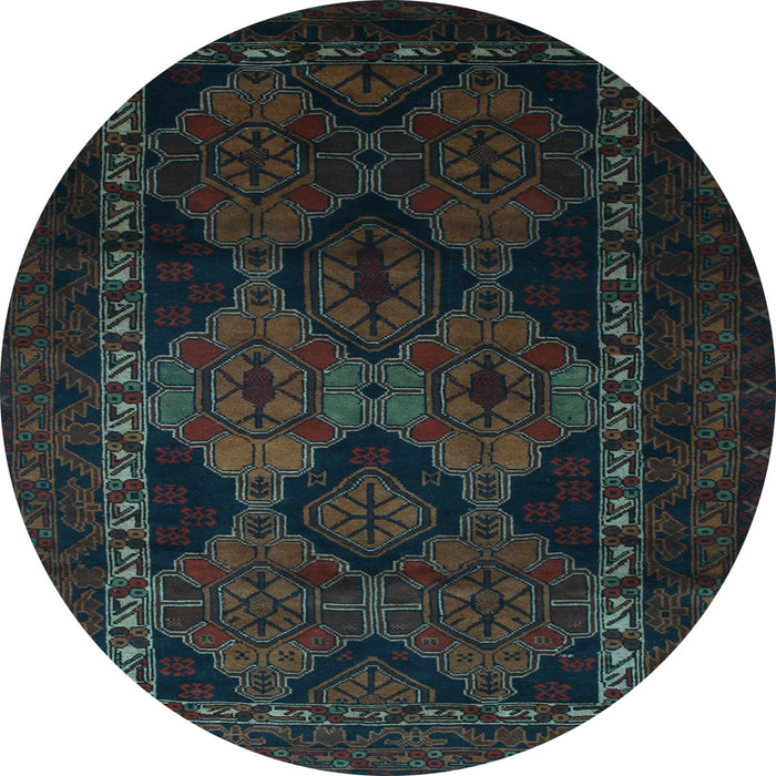 Round Persian Light Blue Traditional Rug, tr2501lblu
